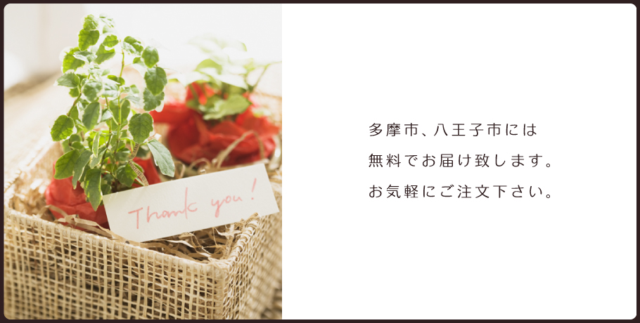 多摩市八王子市はお届け無料です。お気軽にご注文下さい